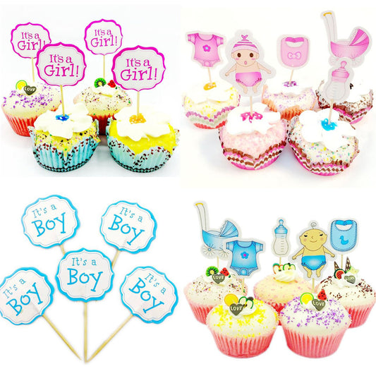 24pcs Baby Cupcake Toppers Gender Reveal Cake decoration