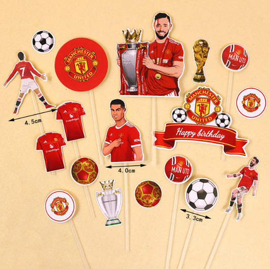 13pcs Man U Football Cake Toppers Manchester united Soccer cupcake Decoration