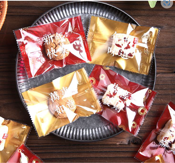 🇸🇬10/100pcs 暴富 CNY cookie box/sealer bag nougat wrapper pineapple tart packaging bag heat sealed plastic bags Fortune cat