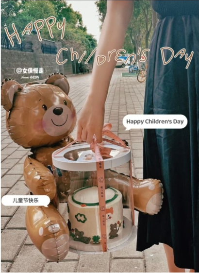 Bear balloon foil party balloons cake box decoration birthday girl