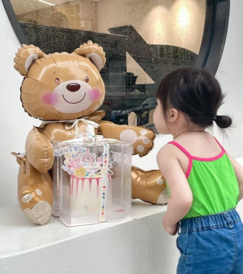 Bear balloon foil party balloons cake box decoration birthday girl