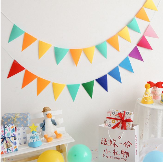 Happy birthday wall bunting flag decoration for party colourful event