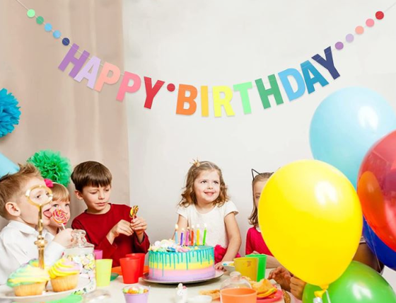 Happy birthday wall bunting flag decoration for party colourful event