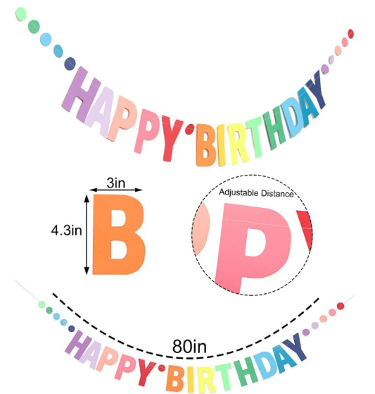 Happy birthday wall bunting flag decoration for party colourful event