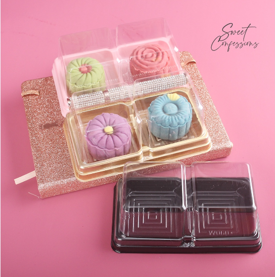 (10pcs) TALL 2 cavity shanghai mooncake tray mooncake box transparent clear pastry double box 双月饼盒