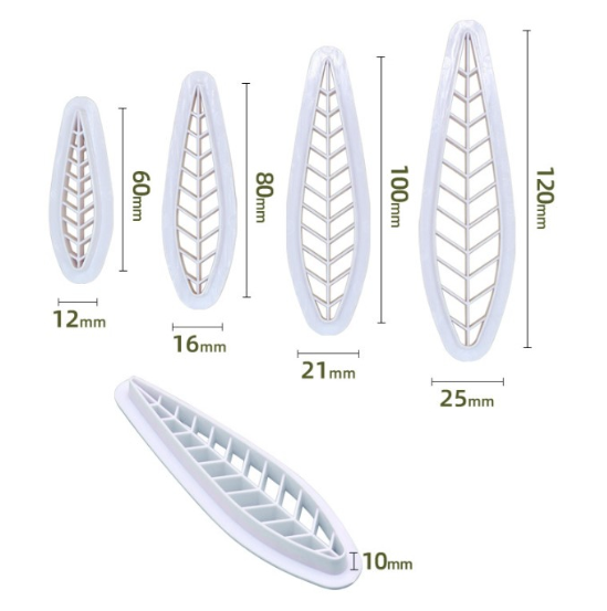 4pcs leaf cutter 寿桃馒头树叶切模