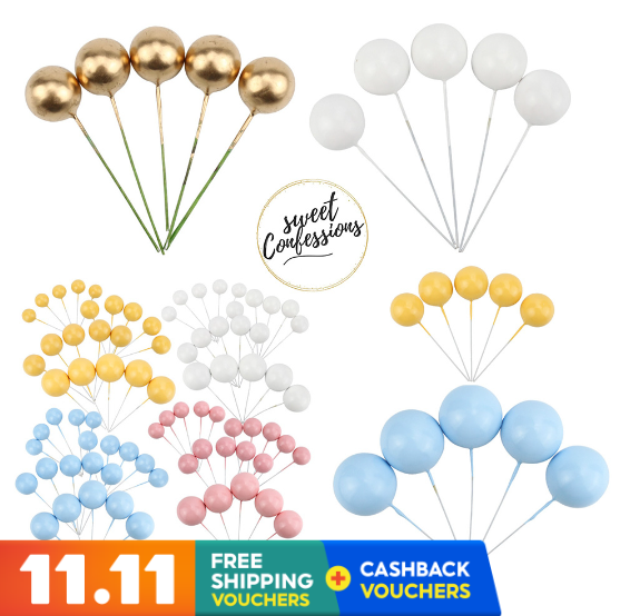(1-4cm) Gold ball cake decorating balls sphere colour cake topper
