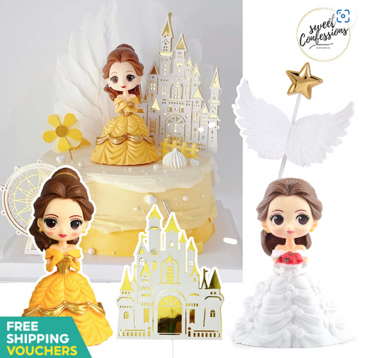Belle figurine toy cake topper beauty & the beast princess cake decoration for girl