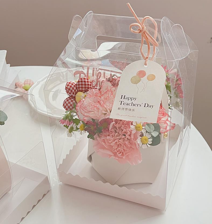 5 / 6 / 8 inch TALL cake box transparent clear gift boxes flower bouquet packaging