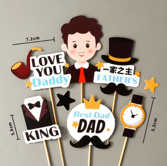 Father's Day Blue Toppers Cake Decoration 父亲节蛋糕装饰插牌
