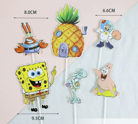 6pcs Sponge Bob topper