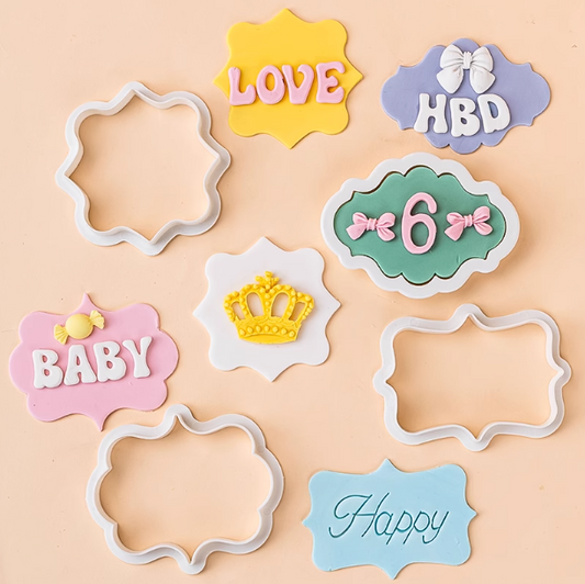 4pcs plaque cookie cutter fondant message board greetings frame biscuit cutter