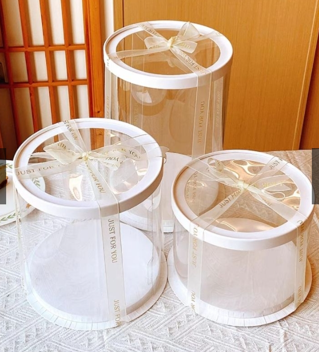 8/10/12 inch clear box transparent round cake box Tall high cake boxes wedding gift box