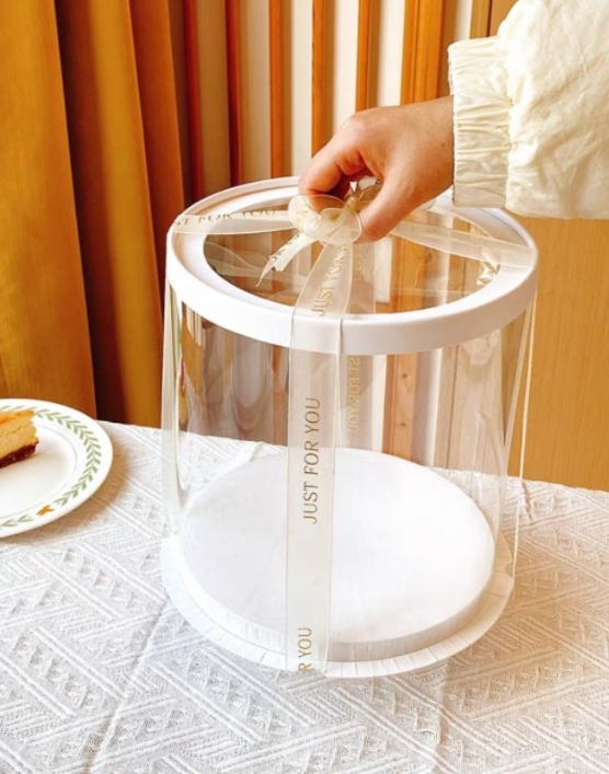 8/10/12 inch clear box transparent round cake box Tall high cake boxes wedding gift box