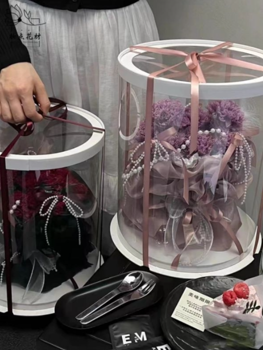 8/10/12 inch clear box transparent round cake box Tall high cake boxes wedding gift box
