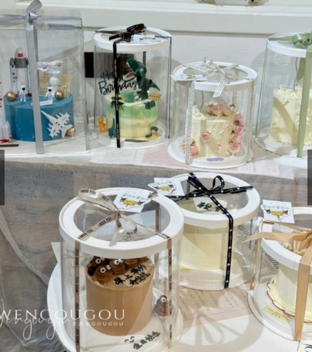 8/10/12 inch clear box transparent round cake box Tall high cake boxes wedding gift box