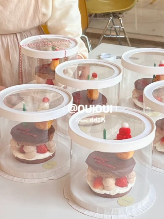 8/10/12 inch clear box transparent round cake box Tall high cake boxes wedding gift box