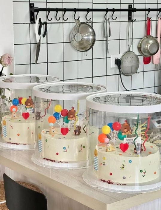 8/10/12 inch clear box transparent round cake box Tall high cake boxes wedding gift box