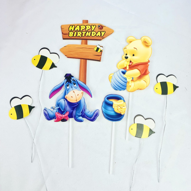 Winnie the Pooh toy figurine cake topper piglet tigger cake decoration for kids children house & tree topper bee