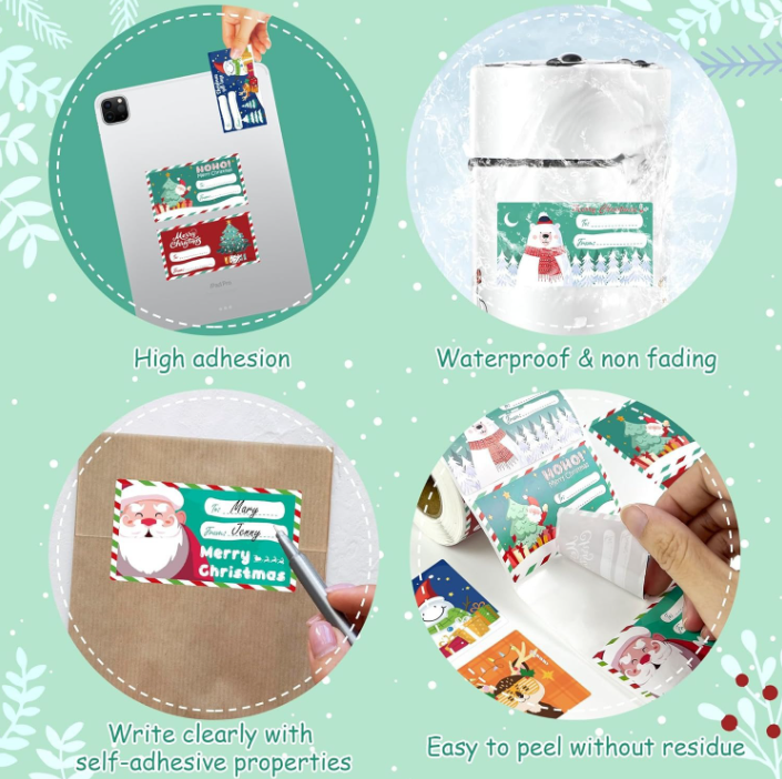 200pcs Christmas Stickers Xmas labels Gift Tag