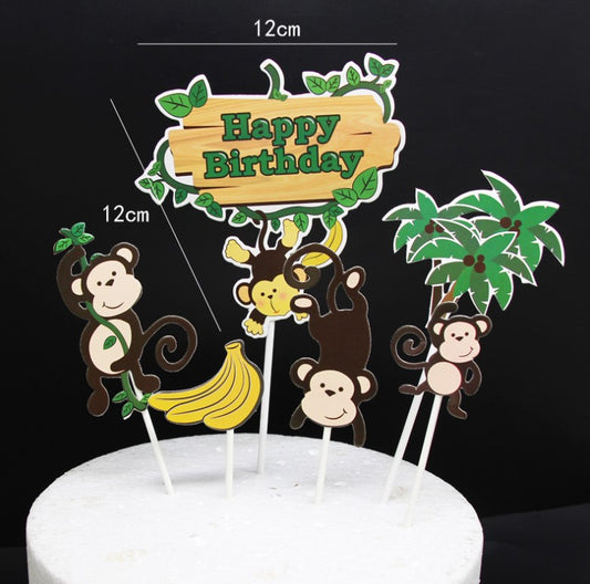 Monkey Toppers Set Jungle Cake Decoration