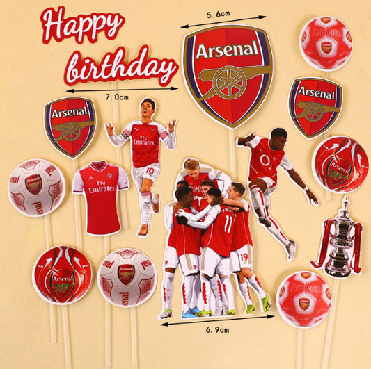 13pcs Arsenal Football Cake Toppers Soccer cupcake Decoration