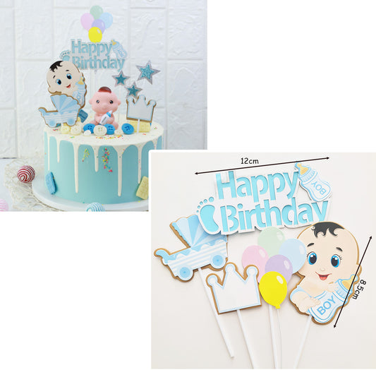 5pcs Baby Boy Birthday Cake Topper
