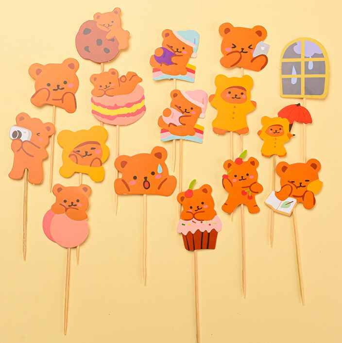 (Toppers) Bear & balloon party children day kids birthday cake decoration topper