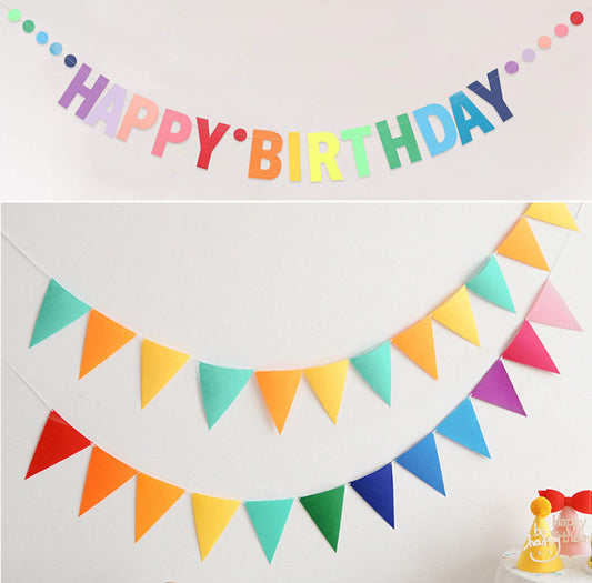 Happy birthday wall bunting flag decoration for party colourful event
