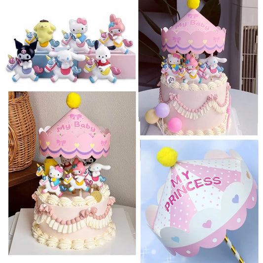 Unicorn Carousel Cake Hello Kitty Kuromi Cake Topper