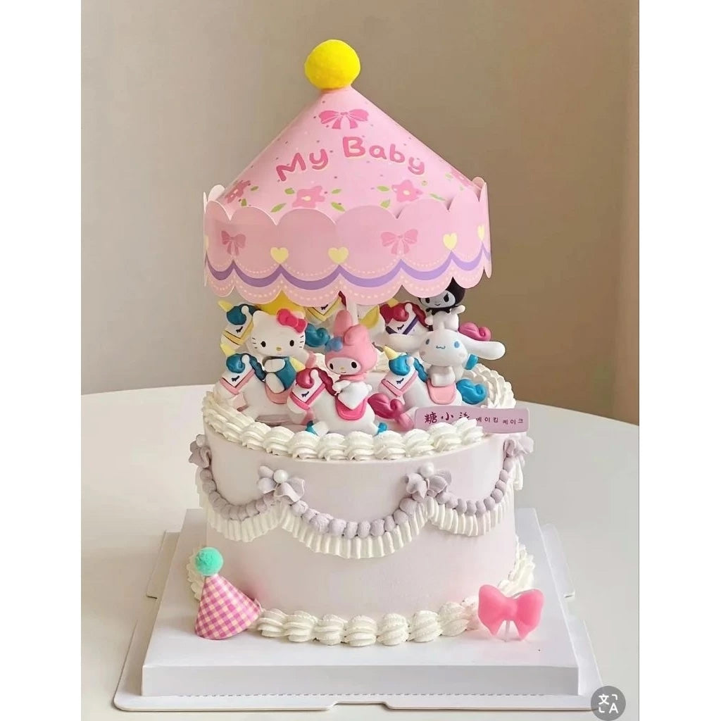 Unicorn Carousel Cake Hello Kitty Kuromi Cake Topper