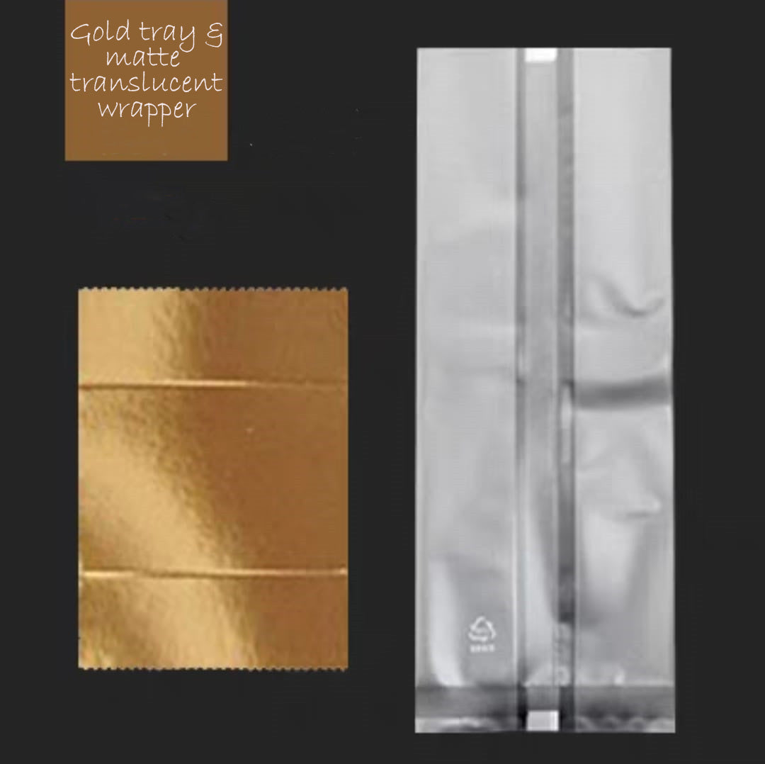 50pcs Cookie bag with gold inner tray transparent gift packaging wrapper