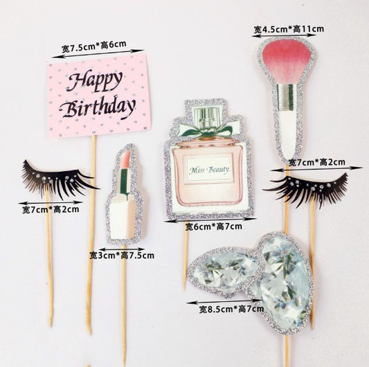 7pcs Ladies Handbag Cosmetic Cake Lipstick Topper Decoration