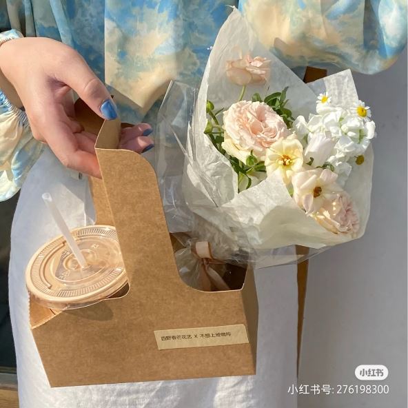 Flower box Takeaway box Bouquet Box Cup Carrier Holder Teacher's Day Gift Box Bubble Tea Bag