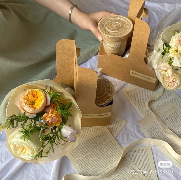 Flower box Takeaway box Bouquet Box Cup Carrier Holder Teacher's Day Gift Box Bubble Tea Bag