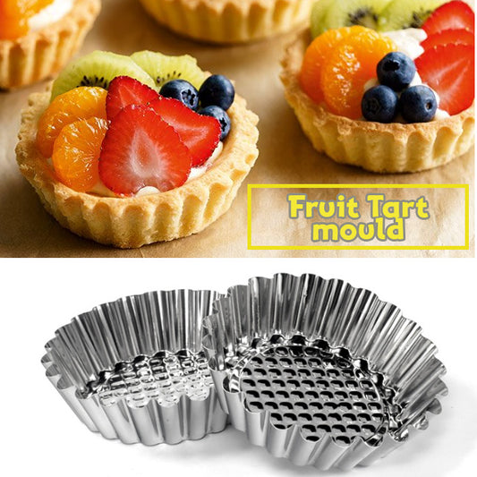 10pcs Fruit Flan Mould Metallic Tart Pan Pastry Case egg tart mould baking cup metallic cake mold