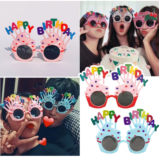Happy Birthday Glasses Party Supplies Props Photo Booth Frames Backdrop