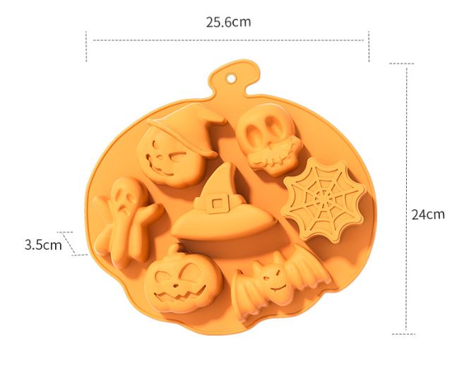 Halloween pumpkin ghost witch skeleton bat silicone jelly mould cake baking tray silicon mold