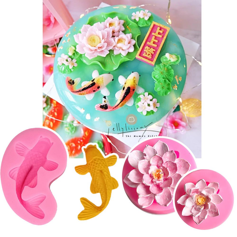 Koi fish mould carp auspicious fish 鲤鱼模 jelly mold chocolate mould