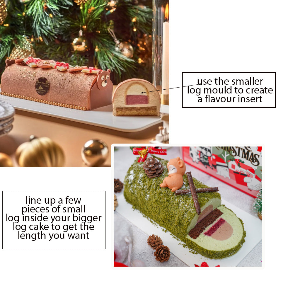 Log cake mould mousse eclair christmas buche de noel sponge finger tiramisu xmas silicone mold