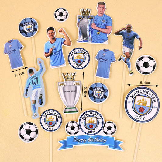 13pcs Man City Football Cake Toppers Manchester City Soccer cupcake Decoration