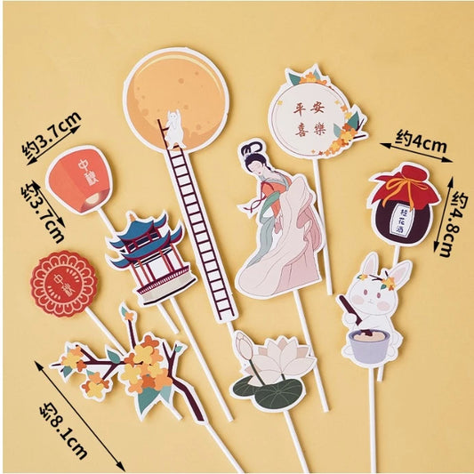 Chang Er Mid Autumn Mooncake toppers gift box decoration Gift card