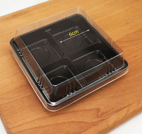 (10pcs) mini tart tray mooncake box cake brownie box disposable food tray 4 compartment packaging box fruit tart box