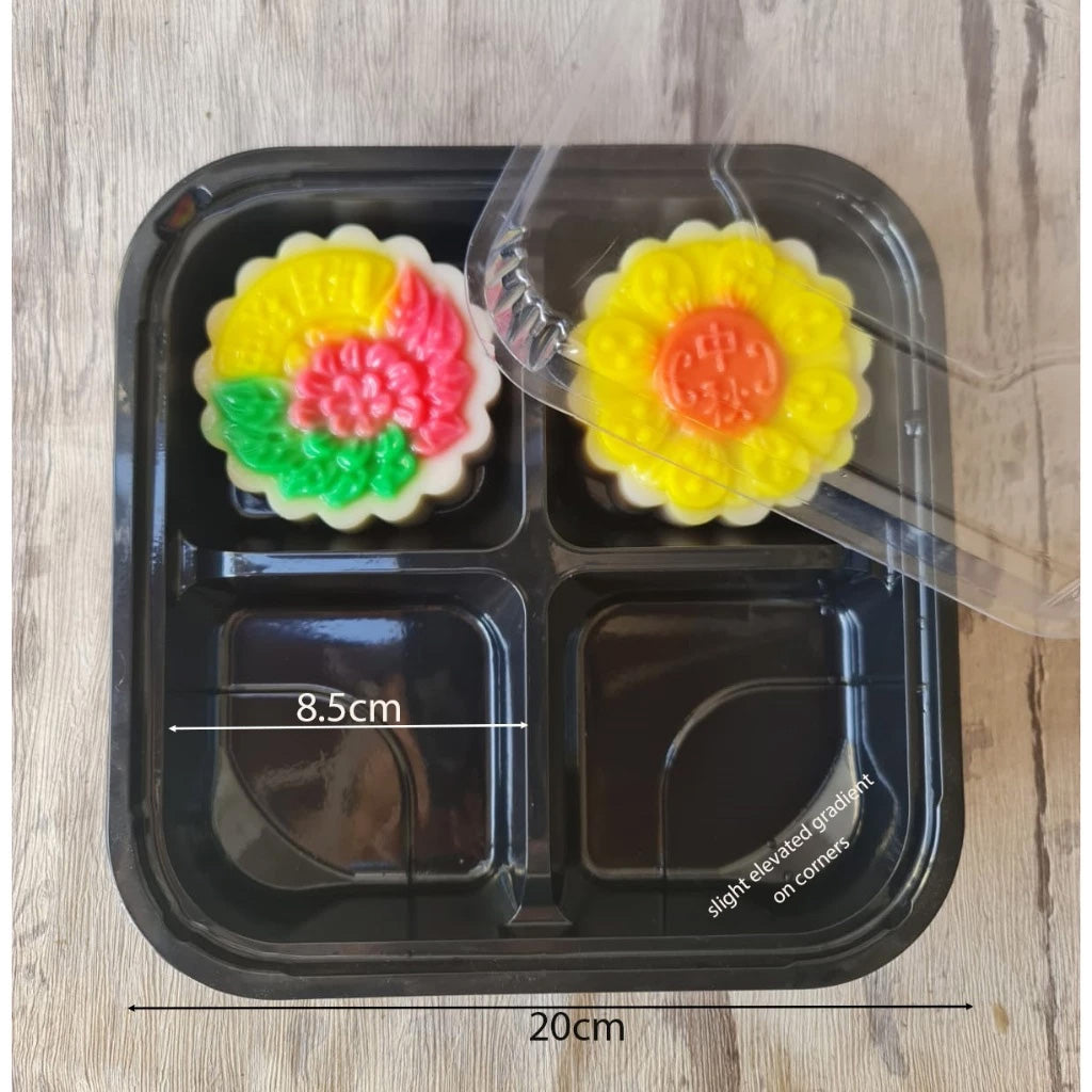 (10pcs) mini tart tray mooncake box cake brownie box disposable food tray 4 compartment packaging box fruit tart box