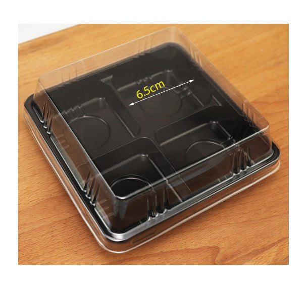 (10pcs) mini tart tray mooncake box cake brownie box disposable food tray 4 compartment packaging box fruit tart box