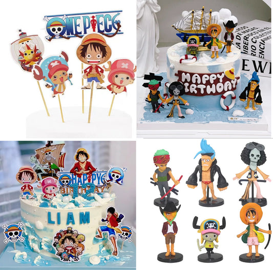 6pcs One piece figurine cake topper pirate decoration