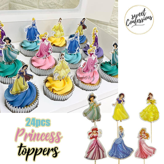 24pcs Disney Princess Cupcake Toppers Cake decoration