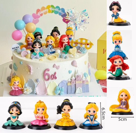 8pcs Disney Princess Figurine Cake Topper
