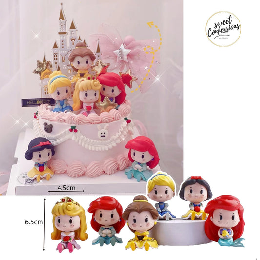 6pcs Disney Cute Princess Cake Topper