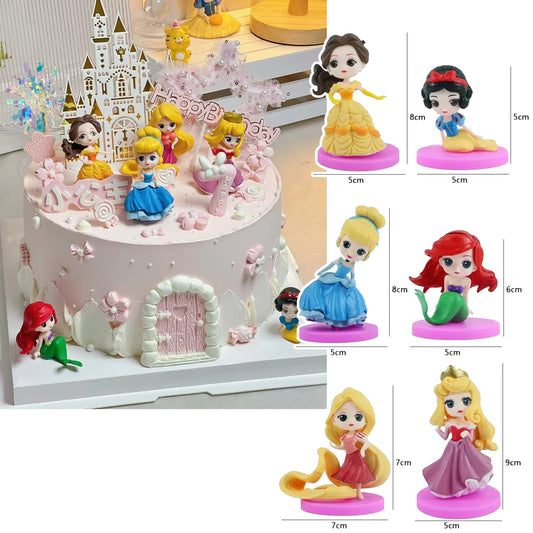 6pcs Disney Princess Figurine Cake Topper